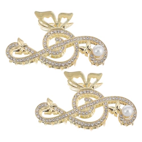WOFASHPURET 2pcs Mädchen Musik Note Perlhaarklauenclip Mit Strasssteinen Nicht Rutschfestes Haarklemme Für Dicke Haare Für Haarstyling-hochzeiten Partys von WOFASHPURET
