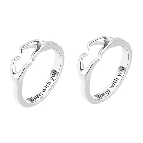 WOFASHPURET 2st Herzring Verstellbare Ringe Für Damen Valentinsgrüße Umarmungsringe Minimalistische Ringe Für Frauen Modeschmuck Für Damen Trendige Ringe Herzförmig Kupfer Mutter Dekorationen von WOFASHPURET