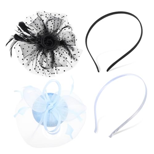 WOFASHPURET 2stücke Faszinator Hut Für Damen Mit Mesh Blumen Dekor Leicht Und Atmungsaktiv Clip Und Stirnband Included Für Hochzeiten Partys Und Feiern von WOFASHPURET