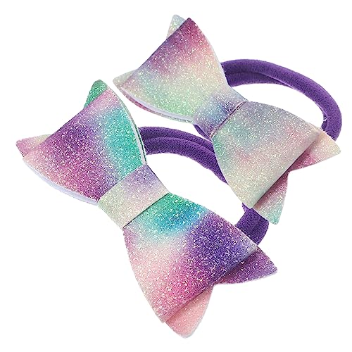 WOFASHPURET 2stücke Glitzer Haargummis Mit Schleife Für Mädchen Elastische Pferdeschwanzhalter Für Feines Haar Für Verschiedene Outfits von WOFASHPURET