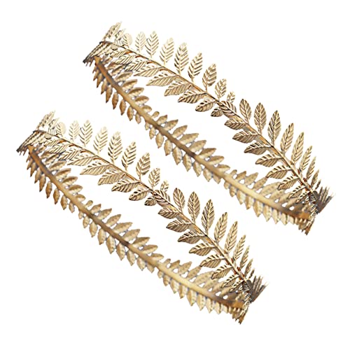 WOFASHPURET 2stücke Goldene Olivenblatt Krone Haarschmuck Für Hochzeiten Festivals Und Partys Elegantes Stirnband Für Frauen Mit Romantischem Design Und Langlebigen Materialien von WOFASHPURET