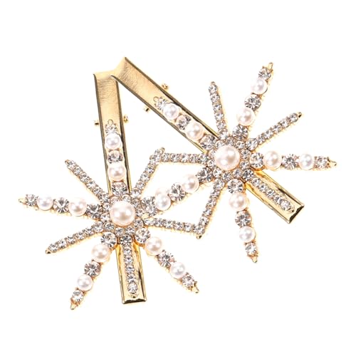 WOFASHPURET 2stücke Haarspangen Mit Perlen Und Schneeflocken-design Dekorative Haarspangen Für Damen Und Mädchen Praktische Haarschmuck Mit Strasssteinen von WOFASHPURET