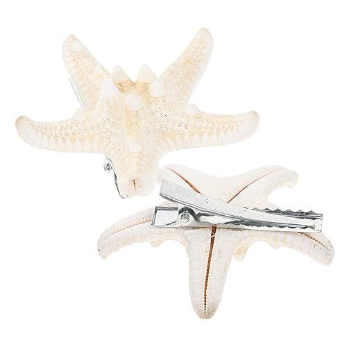 WOFASHPURET 2stücke Handgefertigte Weiße Seestern-haarspangen Fünfzackige Strand-haarnadeln Haarschmuck Für Frauen Und Mädchen Natur von WOFASHPURET