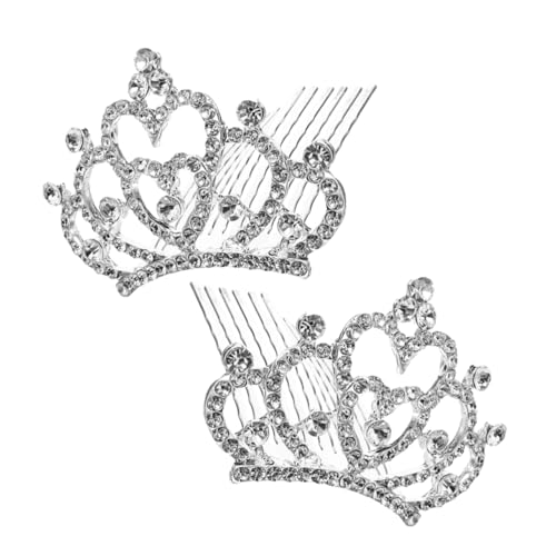 WOFASHPURET 2stücke Junge Mädchen-strass-tiara-kamm Prinzessinnen-haarschmuck Strasssteinen Clip Für Kleines Mädchen Geburtstagskamm Stirnband Mit Blumen-accessoire von WOFASHPURET