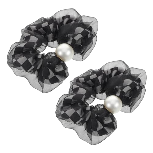 WOFASHPURET 2stücke Karierte Haargummis Für Frauen Und Mädchen Elastische Haargummis Für Dickes Haar Ästhetische Haar-accessoires Pferdeschwanzhalter von WOFASHPURET