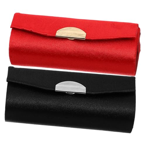 WOFASHPURET 2stücke Lippenstiftbox Aus Seide Mit Spiegel Tragbarer Lippenstift-Organizer Für Handtasche Kosmetikaufbewahrung Und Reise-Make-up-etui Rot WOFASHPURET 2stücke Lippenstiftbox Aus Seide Mit Spiegel Tragbarer Lippenstift-Organizer Für Handtasche Kosmetikaufbewahrung Und Reise-Make-up-etui Rot von WOFASHPURET