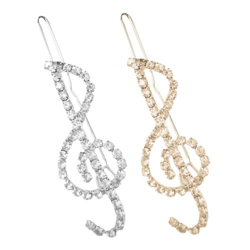 WOFASHPURET 2stücke Haarspangen Mit Musiknote Schmuck Strasssteinen Für Damen Party Accessoires Glitzernde Seitliche Haarnadeln Zum Stylen von WOFASHPURET