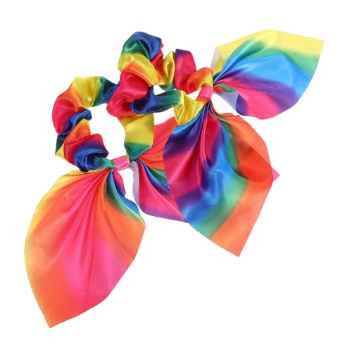 WOFASHPURET 2stücke Rainbow Haargummis Mit Hasenohren Elastische Ponytail Für Damen Trendiges Haaraccessoire Mit Quasten Für Mädchen Für Alltag Und Besondere Anlässe von WOFASHPURET