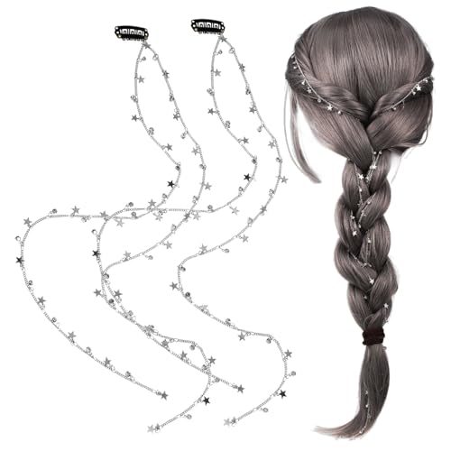 WOFASHPURET 2stücke Stern Haarschmuck Clip-in Haarketten Mit Quaste Für Frauen Zöpfe Haarverlängerungszubehör Haarklammern Haarspangen Flechtsets von WOFASHPURET