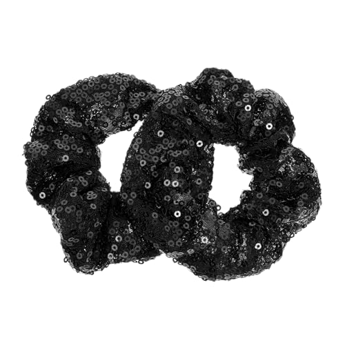 WOFASHPURET 2stücke Teiliges Weihnachts Haargummi Mit Pailletten Bunte Fluoreszierende Elastische Haargummis Für Damen Zum Waschen Und Frisieren Der Haare Schwarz von WOFASHPURET