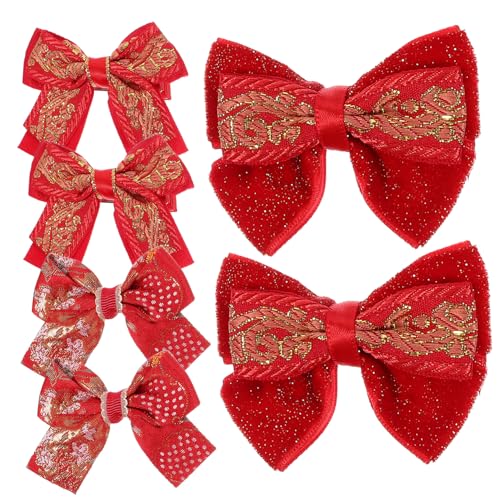 WOFASHPURET 3 Paare Schleife Haarnadel Haarspange Mit Roter Schleife Haarschleife Weihnachts-haarschmuck Boutique-haarspange Haarnadeln Im Chinesischen Stil Stoff Blitz Mädchen Schmücken von WOFASHPURET