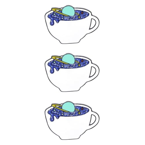 WOFASHPURET 3stücke Kreative Cartoon Kaffee Cup Brooch Weißes Emaille-anstecknadel Für Kleidung Planet Universum Design Für Taschen Jacken Und Accessoires Damen Und Herren Schmuck von WOFASHPURET