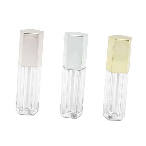 WOFASHPURET 3 STÜCKE Teiliges DIY Lippenöl Fläschchen Pentagonal Lippenpflege Behälter Langlebig Leicht Tragbar für Damen Silber Gold Roségold von WOFASHPURET