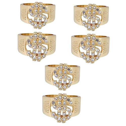WOFASHPURET 3 Sätze Dollarring Mann Klingelt Dollarzeichen-ring Strass- -ring Designring Mit Dollarzeichen Exquisiter Fingerring Strasssteine Golden 2 Stück * 3 von WOFASHPURET