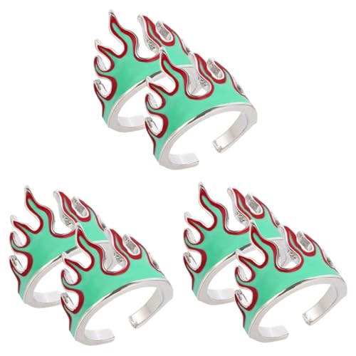 WOFASHPURET 3 Sätze Feuerring Schmuck Ringdekor Frauen Verstellbarer Ring Kreativer Fingerring Dekorative Ringe Fingerring Öffnen Verstellbarer Fingerring Metall 2 Stück * 3 von WOFASHPURET