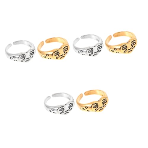 WOFASHPURET 3 Sätze Mit Weinendem Gesicht Verstellbare Ringe Für Verstellbare Ringe Für Frauen Daumenring Für Frauen Zarter Offener Schmuck 2 Stücke * 3 von WOFASHPURET