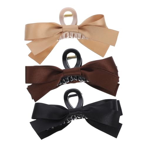 WOFASHPURET 3 Stck Teiliges Große Haarklammern mit Schleifen Design Stabile Haarkrallen für Frauen Praktische Haarspangen zum Fixieren bei Alltag Party und Sport Langlebige Clips in Schwarz von WOFASHPURET