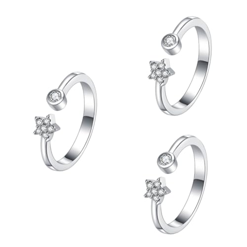 WOFASHPURET 3 Stck. Stern Öffnungs Ring Silber Knöchel Dekoration Dekorativer Fingerring Ringschmuck Knöchel- -ring Modischer Fingerring Ringe Frauen Schmuck Fingerschmuck Kupfer von WOFASHPURET