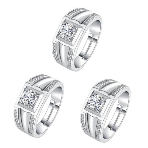 WOFASHPURET 3 Stk Herren Haoshi Ring Ehering für Männer Reinstone männliche Eheringe männerring rings for men Geschenke für Männer Ringe für Männer Ehemann Geschenk Kupferring Moissanit Weiß von WOFASHPURET