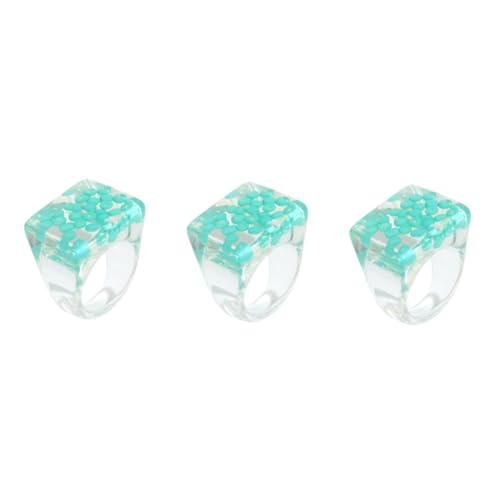 WOFASHPURET 3 Stk Perle Eingelegter Ring Niedliches Kostümzubehör Mädchenschmuck Edelstein Für Frauen Übertriebener Fingerring Irregulär Schmuck Für Mädchen Ringe Fräulein Kuppel Harz von WOFASHPURET