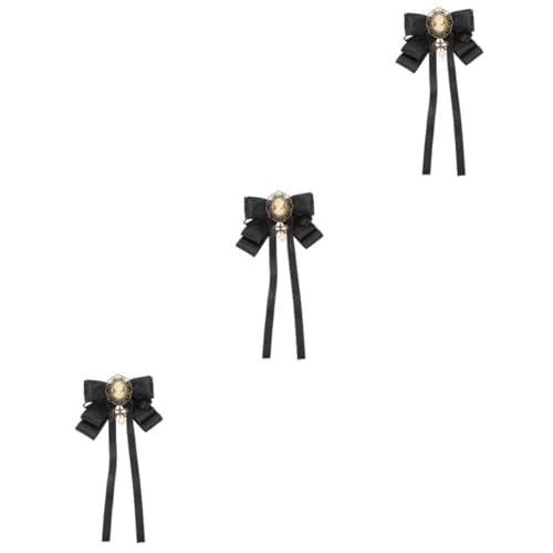 WOFASHPURET 3 Stück Brosche Fliege Bogen Kleidungsbrosche Brustnadel elegante Broschennadel broschen für kleidung krawattennadeln Brosche Krawatte Retro Bowknot Brosche Stoff Black von WOFASHPURET