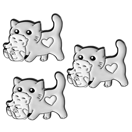 WOFASHPURET 3 Stück Brosche Katze Katzenbrosche Tierbrosche Tiermotiv Brosche Leichte Brosche Cartoon-Brosche winzig lustig Hallo broschen für kleidung Tier Brosche Jeans-Brosche Light Grey von WOFASHPURET