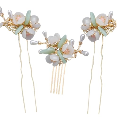 WOFASHPURET 3 Stück Chinesischer Haarstab mit Perlen und Tropfenanhänger Stilvolle Haarnadeln für Hochzeit Party und Alltag Einfach zu Tragen Sicherer Sitz Stilvolles Haarschmuck Damen von WOFASHPURET