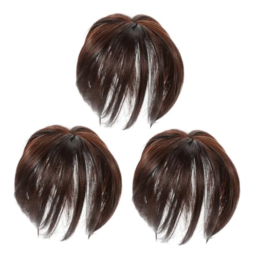 WOFASHPURET 3 Stück Echthaar Hair Toppers für Dünnes Haar Damen Haarteile Verdickung und Weißhaar Abdeckung Natürliches Aussehen Einfache Anwendung Tiefbraun von WOFASHPURET