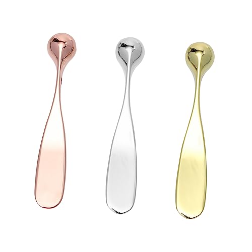 WOFASHPURET 3 Stück Gesichtscreme Massage Stick Metall Augencreme Löffel zum Auftragen von Kosmetik für Effektive Hautpflege und Einfaches Makeup Gold Roségold und Silber von WOFASHPURET