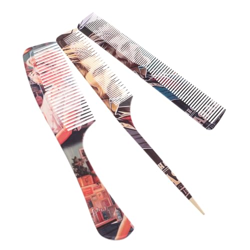 WOFASHPURET 3stücke Haarschneidekamm Für Männer Pflegekamm Schneidekamm Kamm Für Lockiges Haar Set Haarstylingkämme Kämme Für Haare Graffiti-stylingkamm Friseurkämme Aus Kunststoff von WOFASHPURET
