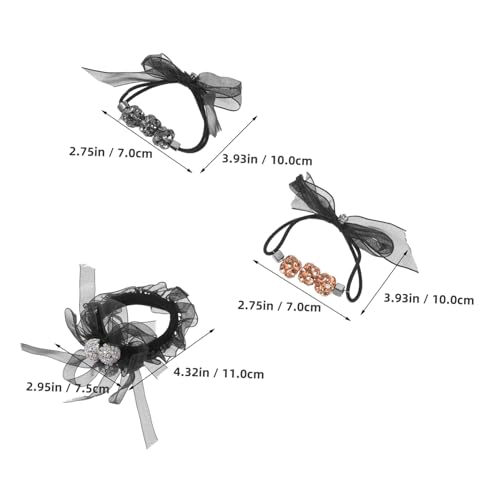 WOFASHPURET 3stücke Elastische Haaraccessoires Mit Schleife Für Damen Pferdeschwanzhalter Aus Organza Mit Strasssteinen Haargummis Mit Schleife Für Lässige Und Besondere Anlässe von WOFASHPURET