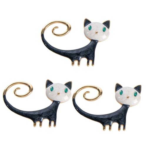 WOFASHPURET 3 Stück Katzenbrosche Tier Anstecknadel Outfit Kleidung Abzeichen Strass Tier Kragennadel Mini Tierbroschen Cartoon Tier Corsage Katze Anstecknadel Boutonniere Pins Frauen von WOFASHPURET