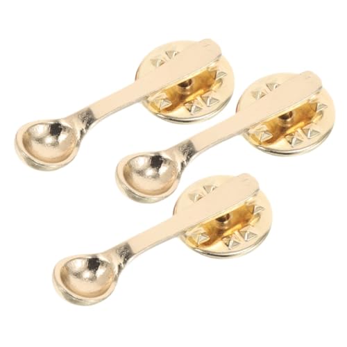WOFASHPURET 3 Stück Kreative Kaffee Broschen aus Langlebiger Legierung mit Elektroplattiertem Finish Niedliche Löffel Designs als Modische Anstecknadeln für Kleidung Taschen Pullover für von WOFASHPURET