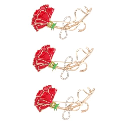 WOFASHPURET 3 Stück Kristallbrosche für Damen Karneolblumen Anstecknadel Hochwertigem Legierungsmaterial für Besondere Anlässe Perfektes Muttertag von WOFASHPURET