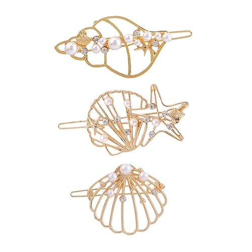 WOFASHPURET 3 Stück Seestern Shell Haarspange Hochzeit Reiz Haarschmuck Conch Haarspangen Muschelhaarnadel Bobby Pins Mädchen Haarspange von WOFASHPURET