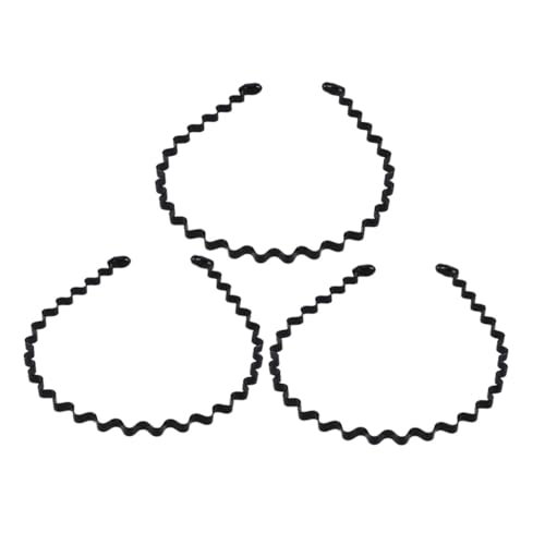 WOFASHPURET 3 Stück Teiliges Dickes Wellenförmiges Haarreif Unisex Haarschmuck Einfaches Schwarzes Stirnband Verstellbar und Leicht Geeignet für Männer und Frauen Alltags Freizeitlook von WOFASHPURET