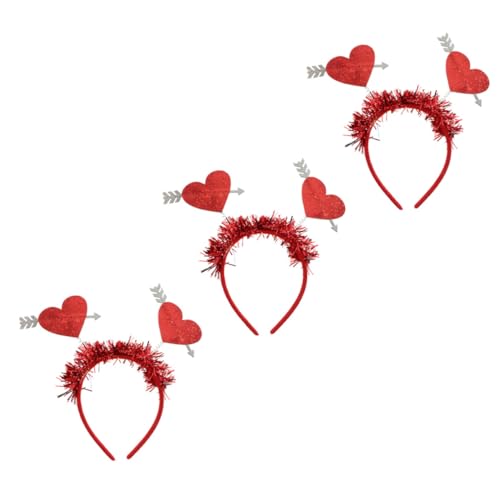 WOFASHPURET 3 Stück Teiliges Herz Stirnband Rotes Party Haarband Leichtes Komfortables Haaraccessoire Für Valentinstag Festival Karneval Musikfest von WOFASHPURET