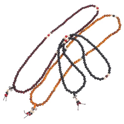 WOFASHPURET 3 Stück Teiliges Holzarmbänder mit Perlen Mehrlagiges Verstellbares Holz Schmuck Armband für Damen Meditations und Gebetsarmband Dekoratives Handgelenk Schmuckstück für Alltag und von WOFASHPURET