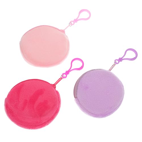 WOFASHPURET 3 Stück Teiliges Kleine Plüsch münztaschen mit Reißverschluss und Schlaufe Kompakte Münzbeutel und Ohrhörer etuis in Candy Farben Leicht Tragbar für Damen und Mädchen von WOFASHPURET