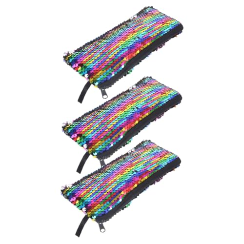 WOFASHPURET 3 Stück Teiliges Kosmetiktäschchen mit Pailletten Kleines Handliches Makeup Bag für Frauen Multifunktionale Schminktasche mit Reißverschluss für Lippenstift Pinsel Reise und von WOFASHPURET