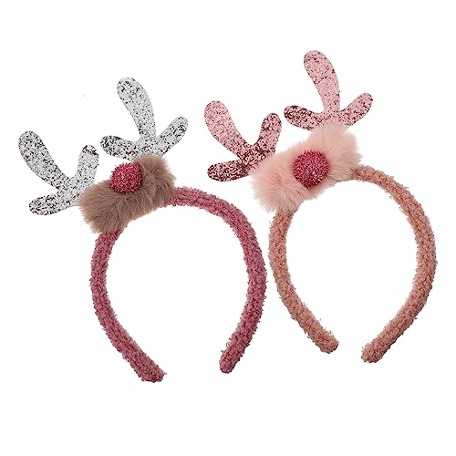 WOFASHPURET 3 Stück Weihnachtlicher Haarreif Weiche Plüsch Rentiergeweihe und Robustes Bequemes Party Haarband für Mädchen Festliches Haarschmuck Zubehör für Weihnachtsfeier und Geburtstag von WOFASHPURET