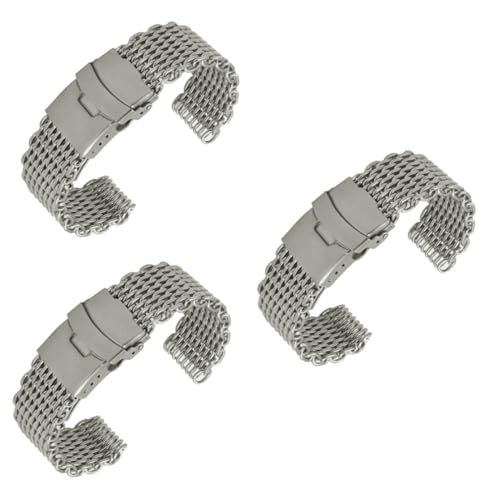 WOFASHPURET 3St Hai-Mesh-Uhrenarmband Webgürtel für Herren mit Metallschnalle Mesh-Armband silbernes armband Klassisches Design Edelstahlarmband rostfreies Uhrenarmband Gittergewebe Anschauen von WOFASHPURET