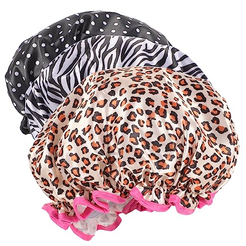 WOFASHPURET 3stücke Doppellagige Peva Wasserdichte Duschhaube Für Damen Bequeme Schlafmütze Mit Elastikband Schützt Haar Und Bettwäsche Für Dusche Und Schlaf von WOFASHPURET