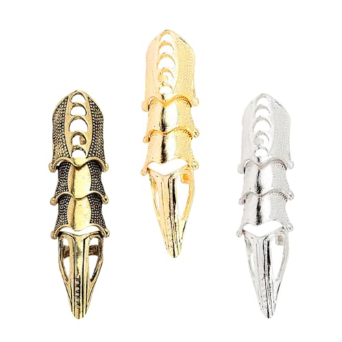 WOFASHPURET 3Stücke Fingernagel Ringe Dekorative Krallen für Halloween Bauchtanz Rollenspiele Antik von WOFASHPURET