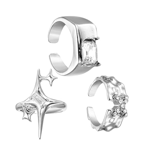 WOFASHPURET 3St Diamant-Ring Statement-Ring offener Sternring halloween kostüm halloween costume clubwear Ringe Mädchen klingelt Ring für Mädchen öffnen Schmuck Metall Zeigefingerring Fräulein von WOFASHPURET