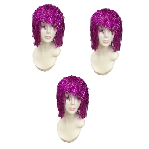 WOFASHPURET 3st Partyperücken Lametta Folie Perücke Party Perücke Kostüm Perücke Violett von WOFASHPURET