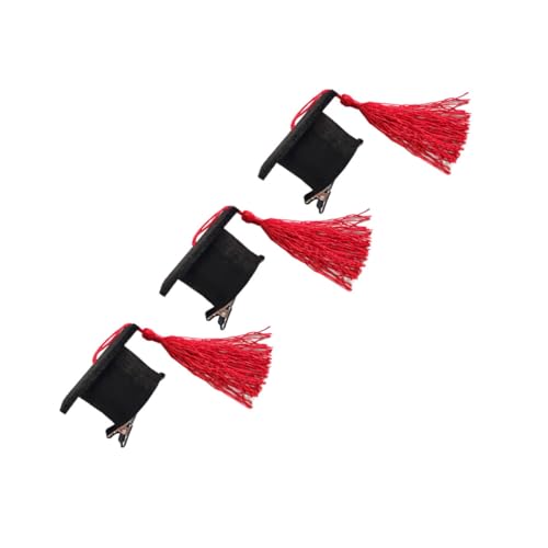 WOFASHPURET 3stücke Mini-doktorhut Haarspange Für Abschlusshut Haarnadeln Mit Quaste Kopfschmuck Für Abschlussfeier Party Dekoration Für Erwachsene Und Junge Mädchen in Rot von WOFASHPURET