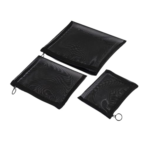 WOFASHPURET 3stücke Netz-Make-up-Taschen Organizer Schwarze Reise-toilettenartikel-Aufbewahrungstasche Kosmetiktasche Für Kleine Gegenstände Leicht Und Tragbar Für Puder Mascara Und Stifte von WOFASHPURET