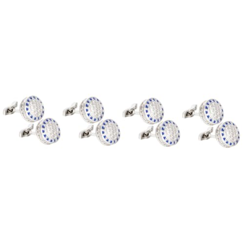 WOFASHPURET 4paare Runde Manschettenknöpfe Aus Blauem Für Herren Elegante Und Vielseitige Cufflinks Für Anzug Und Hemd Für Business Und Festliche Anlässe von WOFASHPURET