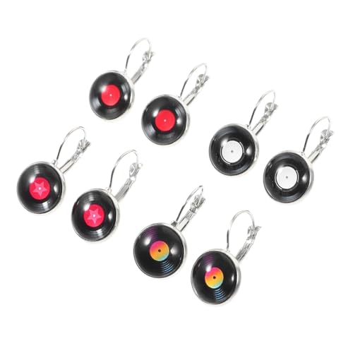 WOFASHPURET 4 Paare Retro Vinyl Schallplatten Ohrringe für Damen Punk Musik Schmuck Leicht und Tropfen Ohrringe für Partys und Alltag Einzigartiges Design aus Zinklegierung von WOFASHPURET